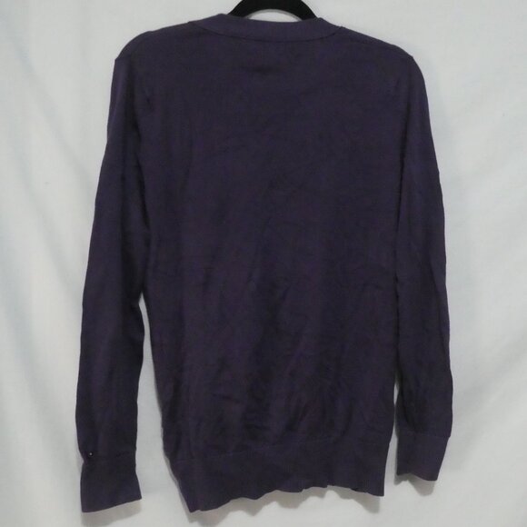 TOMMY HILFIGER | large | Purple Button-Up V-Neck Cardigan | 100% Prima Cotton - Picture 2 of 15